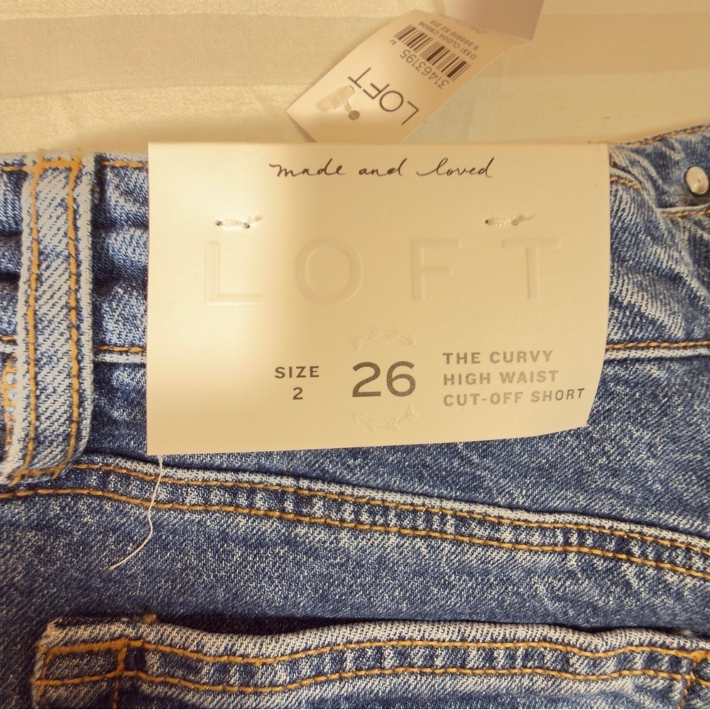 LOFT Blue and White Gradient Jean Shorts - Picture 6 of 14